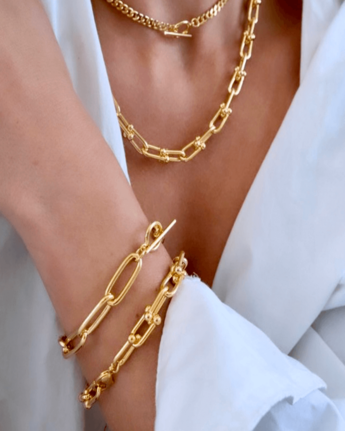 Gold Link Chain Necklace Jewelry - RUN THE STREETS COLLABORATIVE