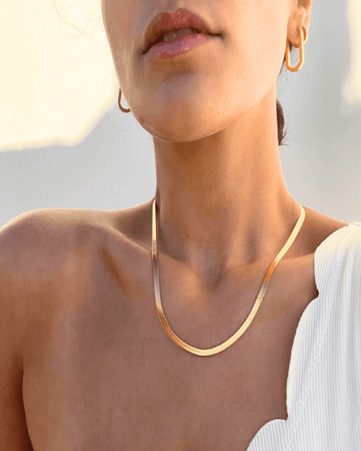 Gold Herringbone Chain Necklace Jewelry - RUN THE STREETS COLLABORATIVE