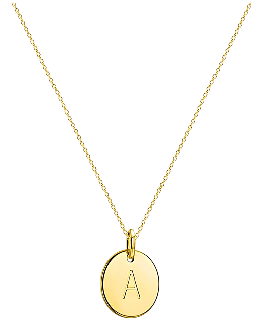 Gold Letter Pendant Necklace - Personalized Initial Circle - RUN THE STREETS COLLABORATIVE
