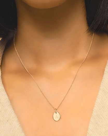 Gold Letter Pendant Necklace - Personalized Initial Circle - RUN THE STREETS COLLABORATIVE