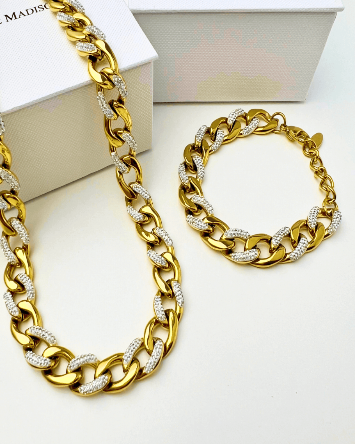 Gold Diamond Chunky Chain Bundle Set - RUN THE STREETS COLLABORATIVE