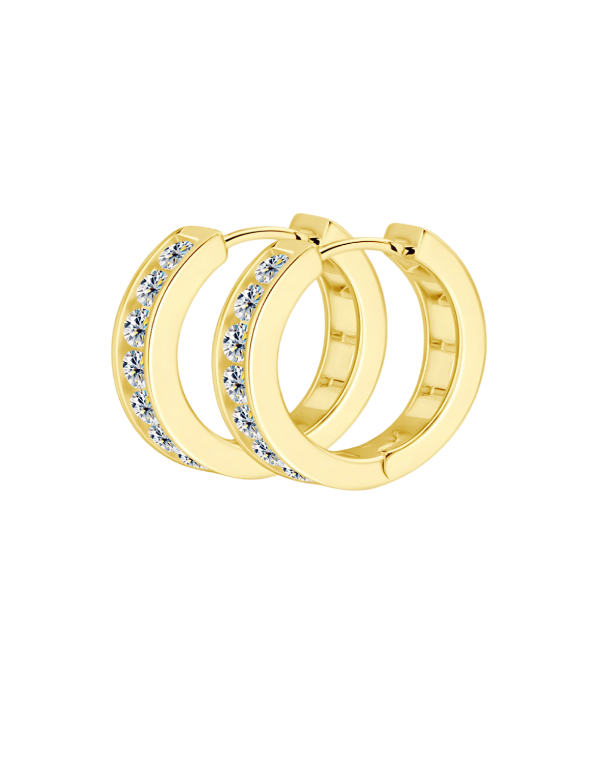 Gold Diamond Huggie Earrings - RUN THE STREETS COLLABORATIVE