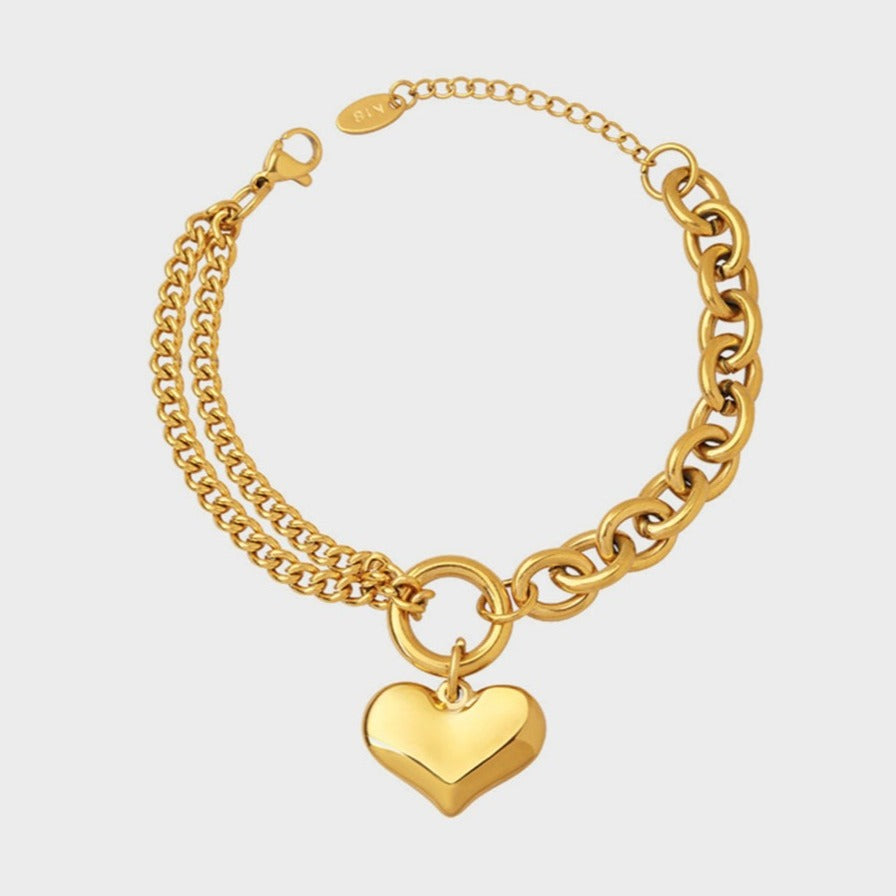 Half Chunky Chain Heart Charm Bracelet - RTS Collaborative