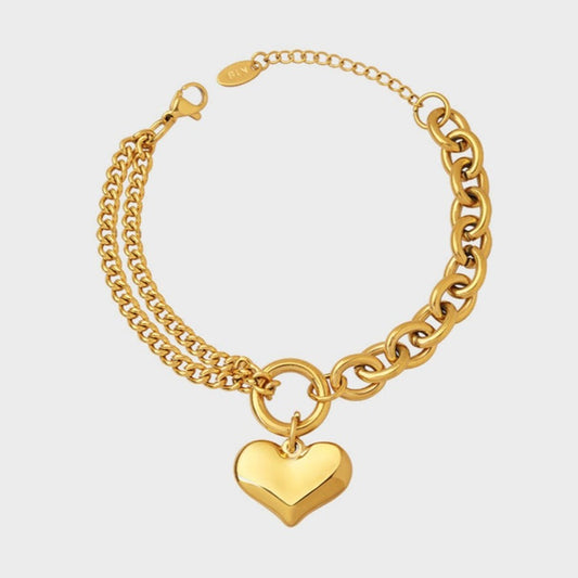 Half Chunky Chain Heart Charm Bracelet - RTS Collaborative