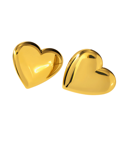 Gold Heart Stud Earrings - RUN THE STREETS COLLABORATIVE