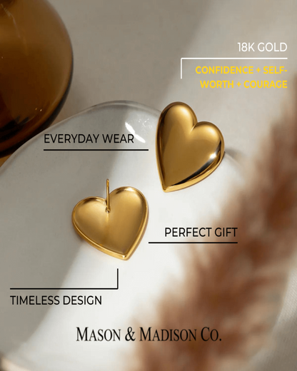 Gold Heart Stud Earrings - RUN THE STREETS COLLABORATIVE