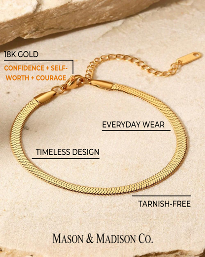 Gold Herringbone Snake Chain Bracelet - RUN THE STREETS COLLABORATIVE