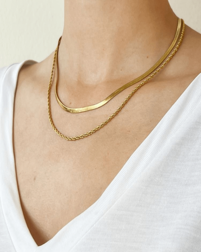 Gold Herringbone Chain Necklace Jewelry - RUN THE STREETS COLLABORATIVE