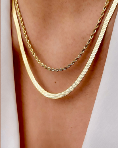 Gold Herringbone Chain Necklace Jewelry - RUN THE STREETS COLLABORATIVE