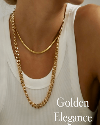 Gold Herringbone Chain Necklace Jewelry - RUN THE STREETS COLLABORATIVE