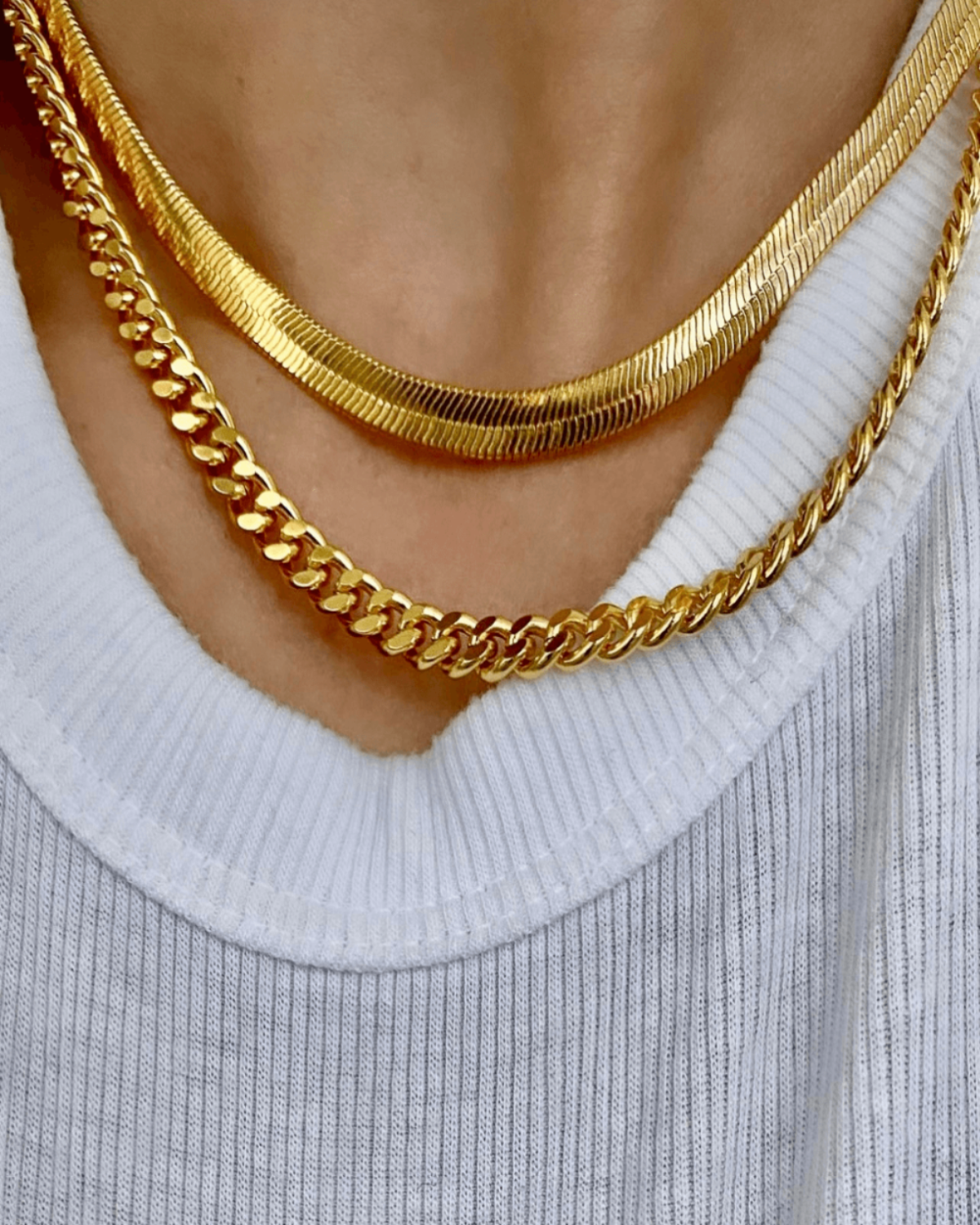 Gold Herringbone Chain Necklace Jewelry - RUN THE STREETS COLLABORATIVE