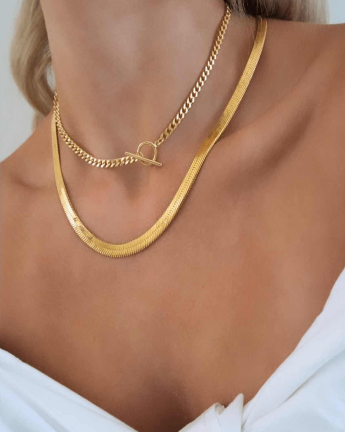 Gold Herringbone Chain Necklace Jewelry - RUN THE STREETS COLLABORATIVE