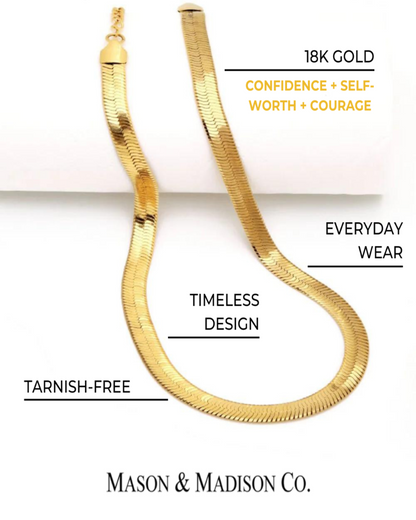 Gold Herringbone Chain + Link Chain Necklace Stack Bundle Jewelry - RUN THE STREETS COLLABORATIVE