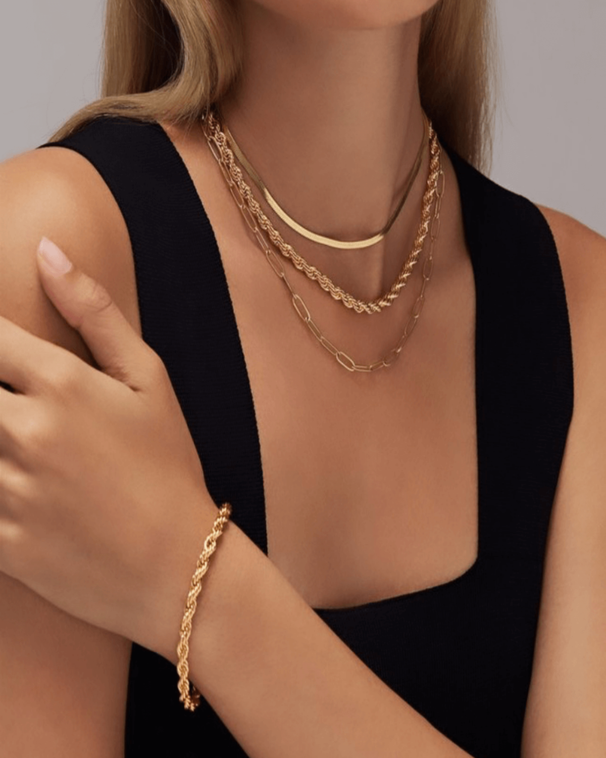 Best Trending Trendy Gold Rope Chain Necklace Bracelet Bundle Set Jewelry - RUN THE STREETS COLLABORATIVE