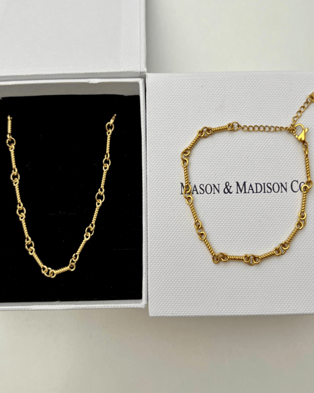 Gold Rope Link Chain Necklace Bracelet Bundle Set - RUN THE STREETS COLLABORATIVE