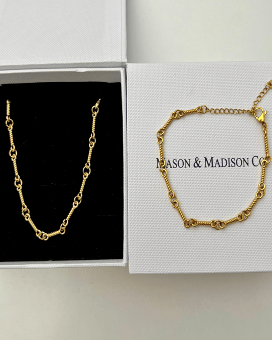 Gold Rope Link Chain Necklace Bracelet Bundle Set - RUN THE STREETS COLLABORATIVE