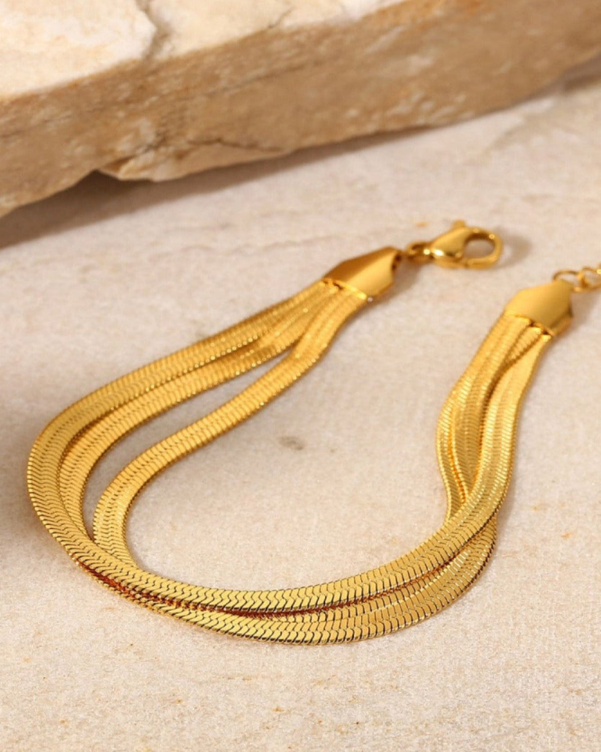Gold Layered Chain Bracelet - Snake Triple - RUN THE STREETS COLLABORATIVE