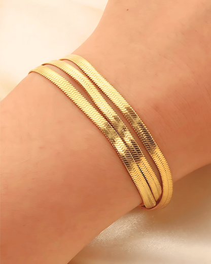 Gold Layered Chain Bracelet - Snake Triple - RUN THE STREETS COLLABORATIVE