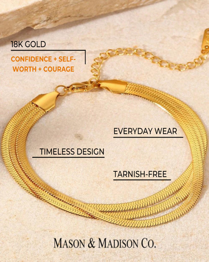 Gold Snake Chain Necklace Bracelet Set Triple-Layer - RUN THE STREETS COLLABORATIVE