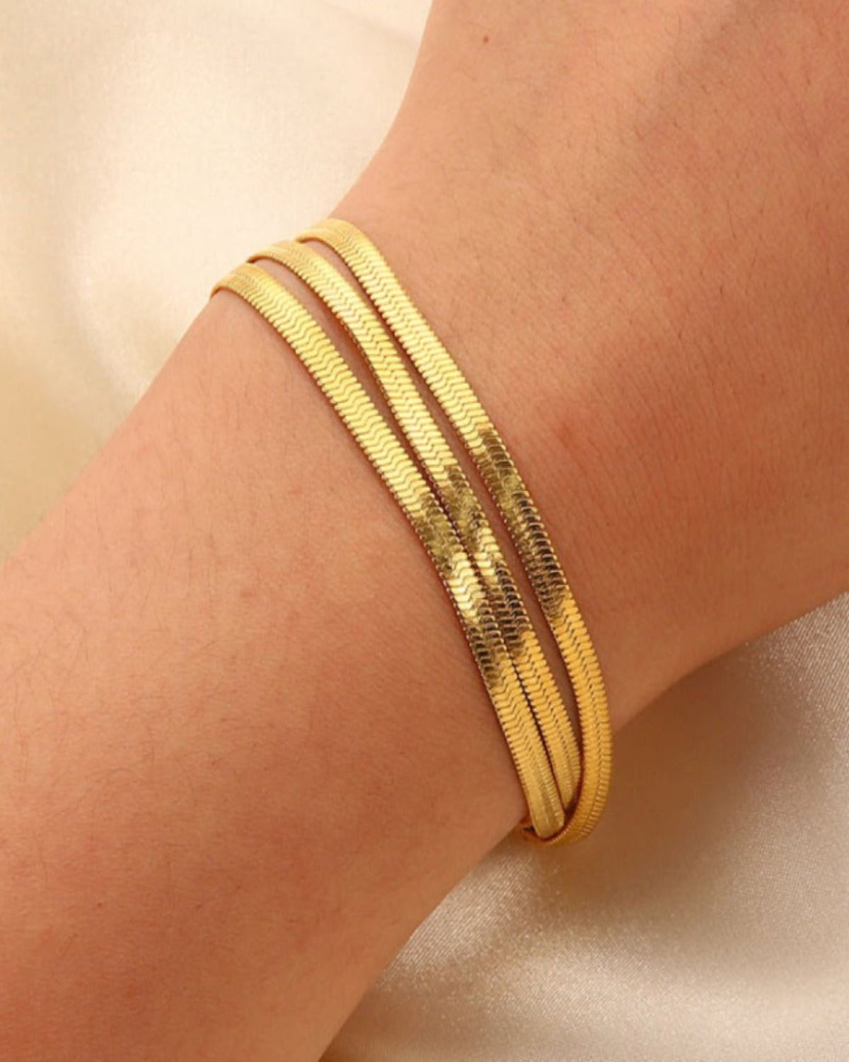 Gold Snake Chain Necklace Bracelet Set Triple-Layer - RUN THE STREETS COLLABORATIVE