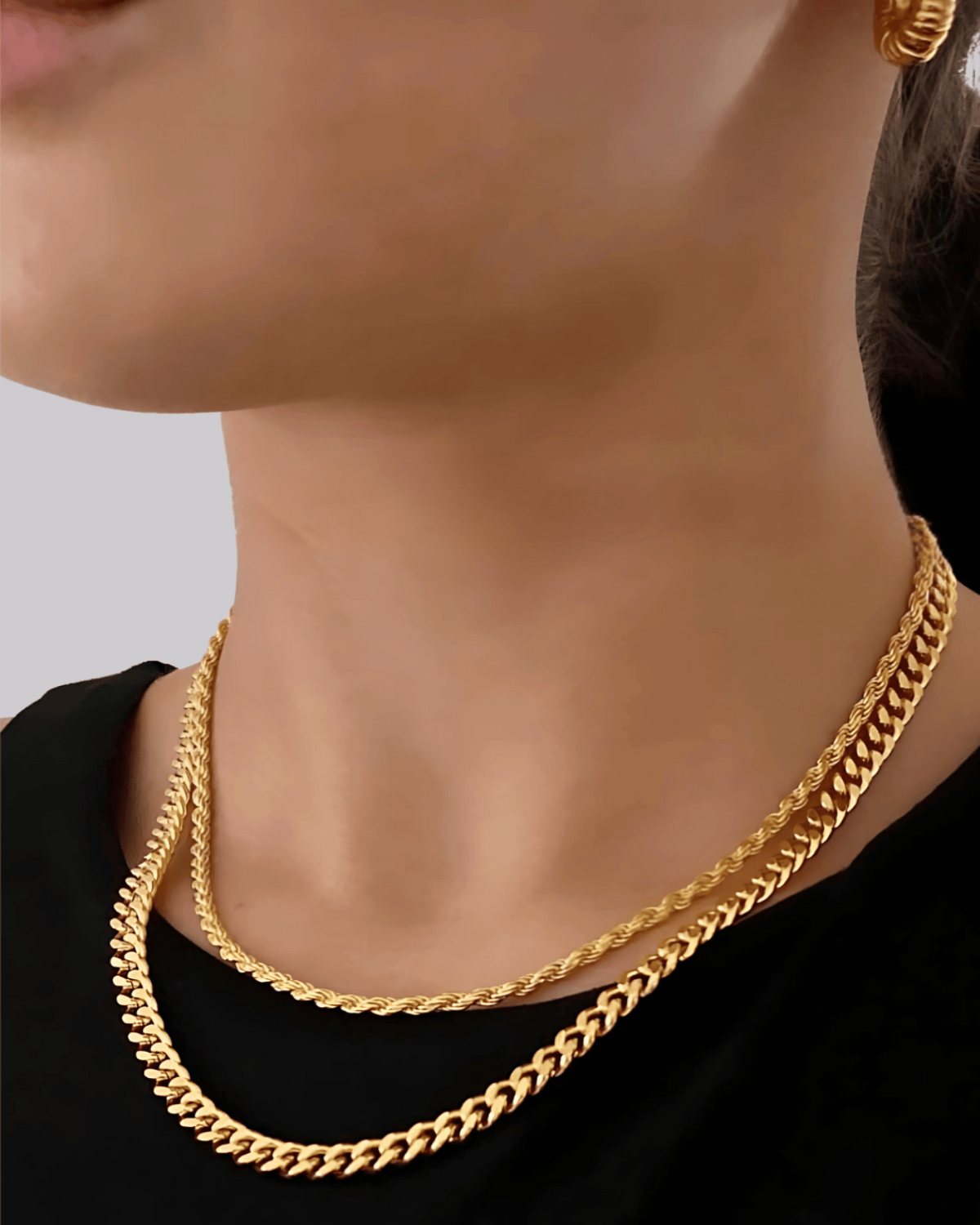 Gold Cable Chain + Rope Chain Necklace Stack Bundle - RUN THE STREETS COLLABORATIVE