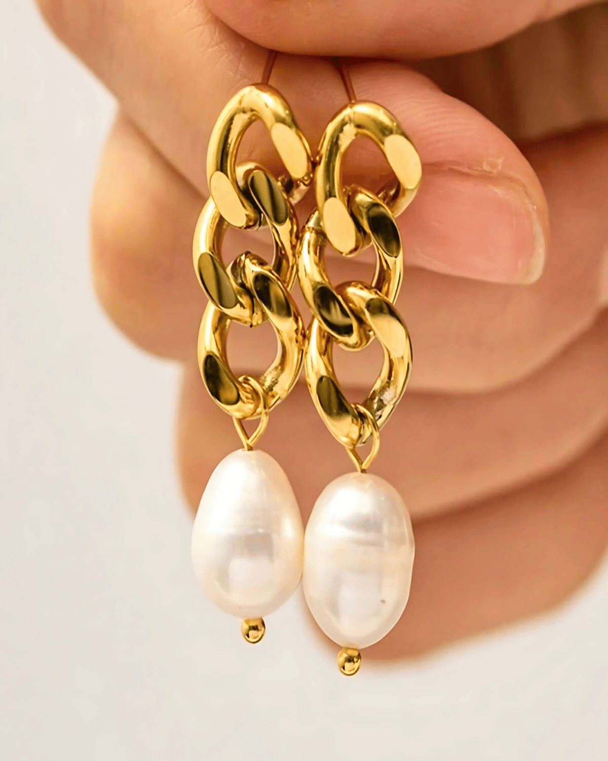 MADISON PEARL DUET™ Gold Chain Earrings - RUN THE STREETS COLLABORATIVE