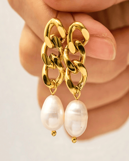 MADISON PEARL DUET™ Gold Chain Earrings - RUN THE STREETS COLLABORATIVE