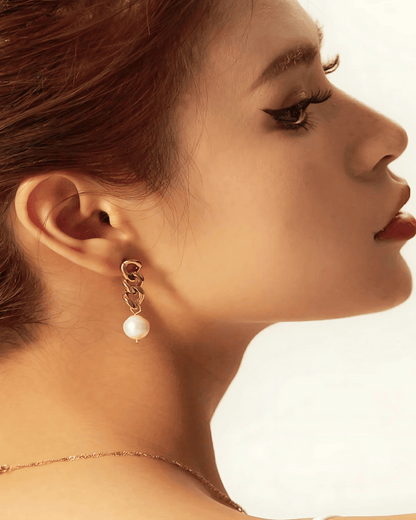 MADISON PEARL DUET™ Gold Chain Earrings - RUN THE STREETS COLLABORATIVE