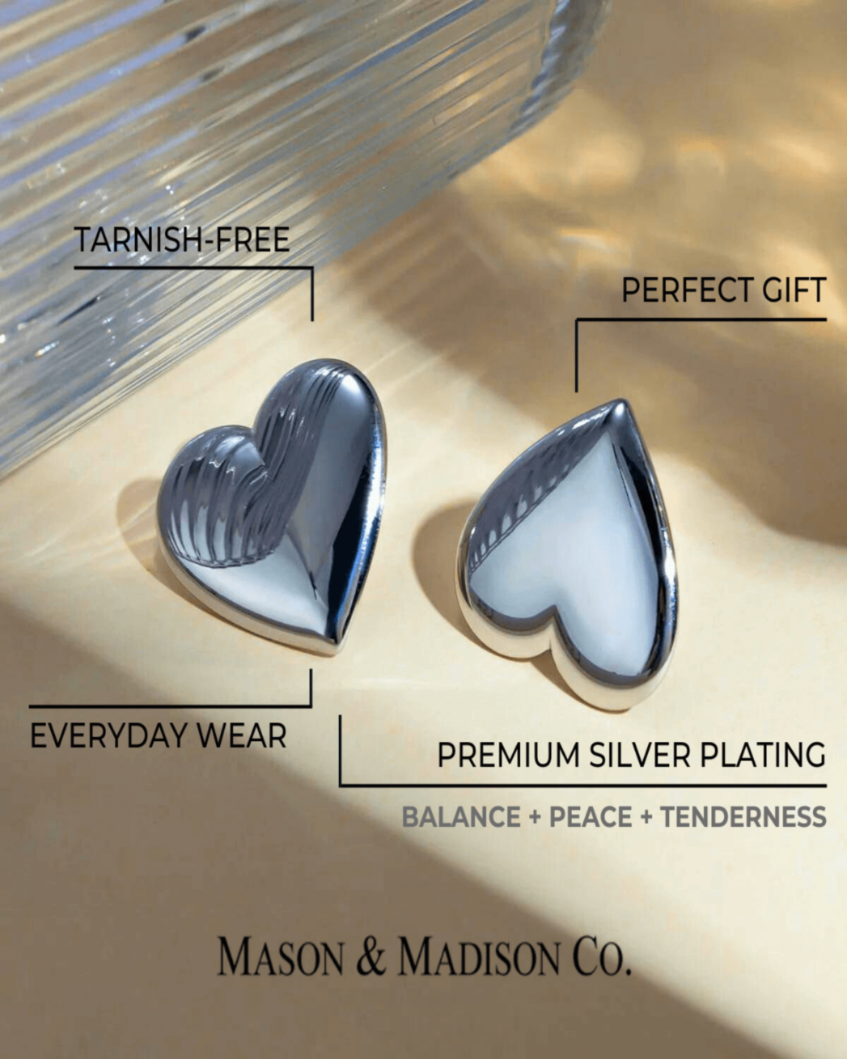 Silver Stud Earrings - Heart - RUN THE STREETS COLLABORATIVE