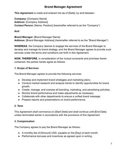 Brand Manager Agreement - RUN THE STREETS COLLABORATIVE