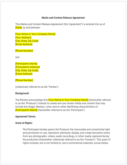 Media Content Release Agreement - RTS Collaborative