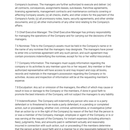 Single Member LLC Operating Agreement (Member Managed) - RTS Collaborative