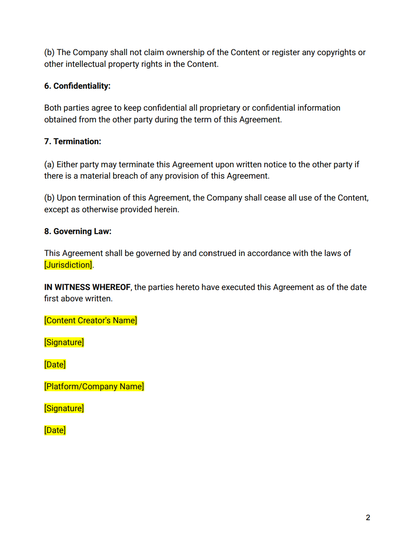 Content Ownership Agreements (Non-Exclusive, Royalty-Free) (Modification Restrictions & Modification Rights) - RTS Collaborative