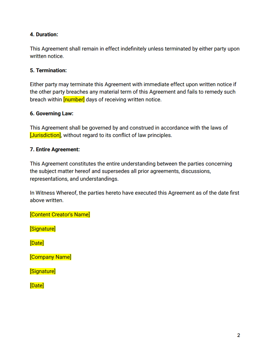 Content Ownership Agreements (Non-Exclusive, Royalty-Free) (Modification Restrictions & Modification Rights) - RTS Collaborative
