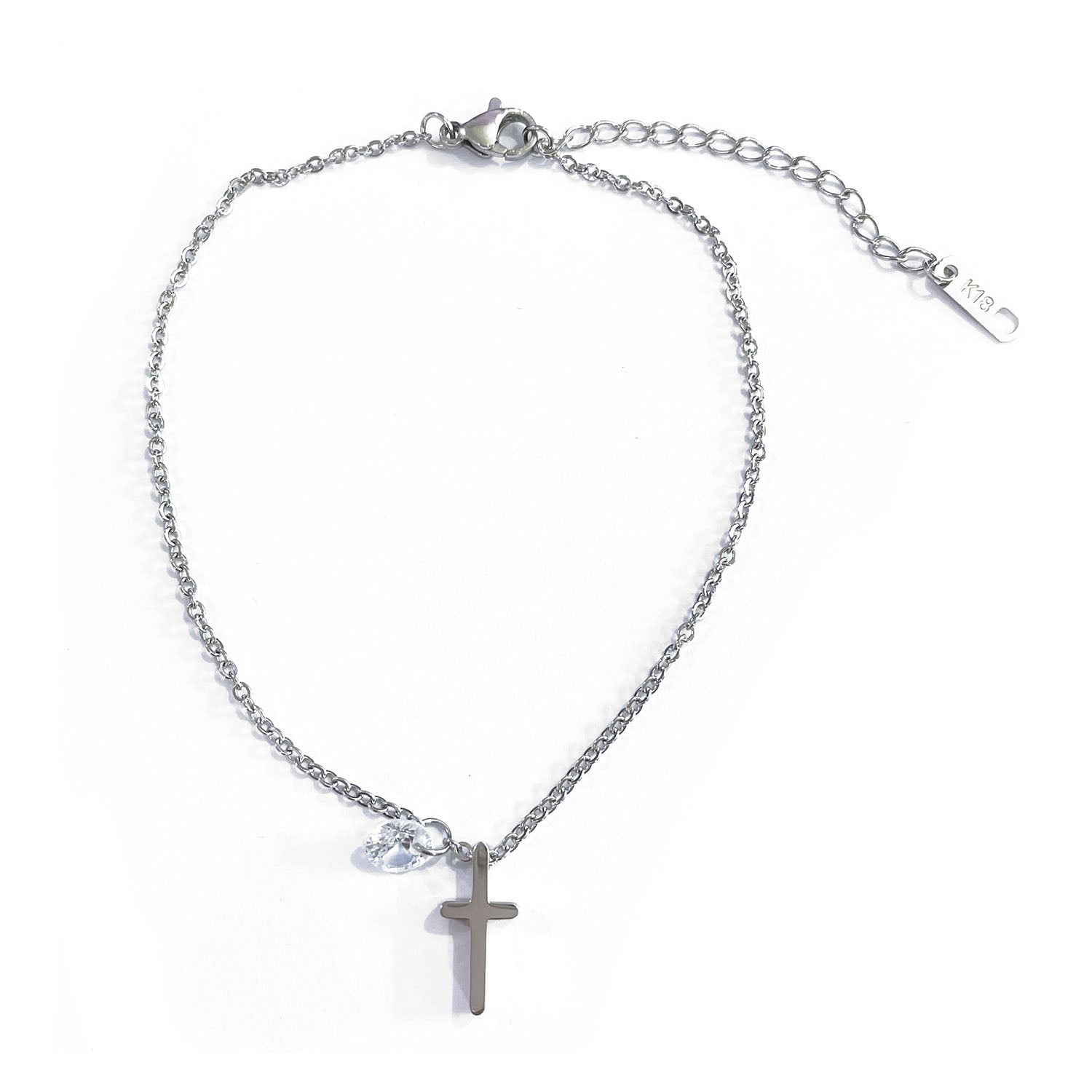 Stainless Steel Cross and Crystal Anklet - RUN THE STREETS COLLABORATIVE