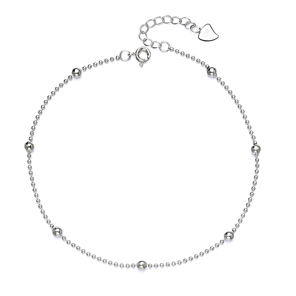Sterling Silver Bead Anklet - RUN THE STREETS COLLABORATIVE