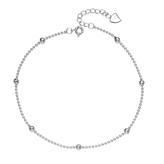 Sterling Silver Bead Anklet - RUN THE STREETS COLLABORATIVE