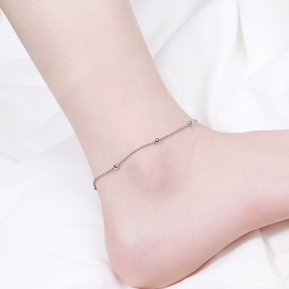 Sterling Silver Bead Anklet - RUN THE STREETS COLLABORATIVE