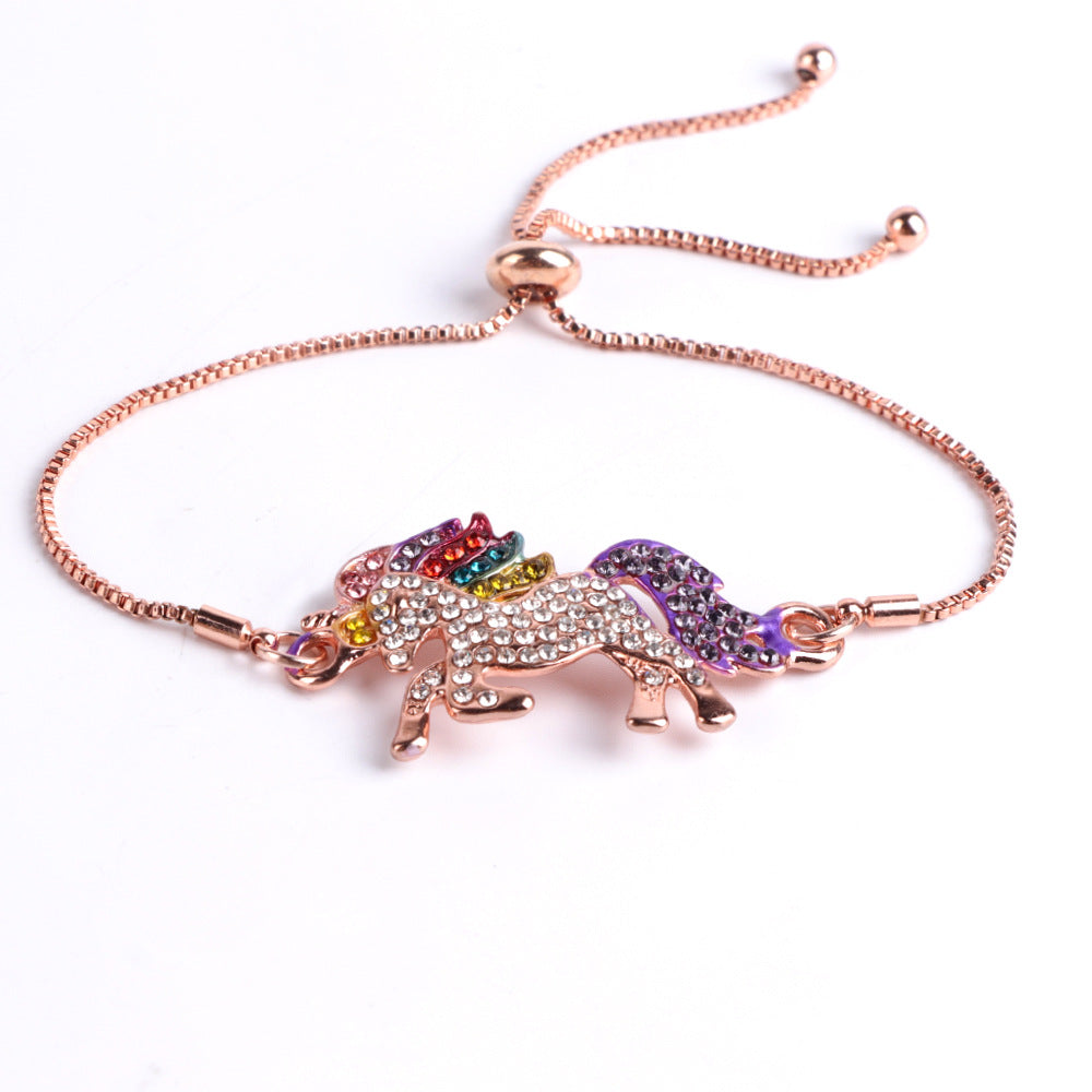 Multi-Colored Crystal Unicorn Adjustable Bracelet - RUN THE STREETS COLLABORATIVE