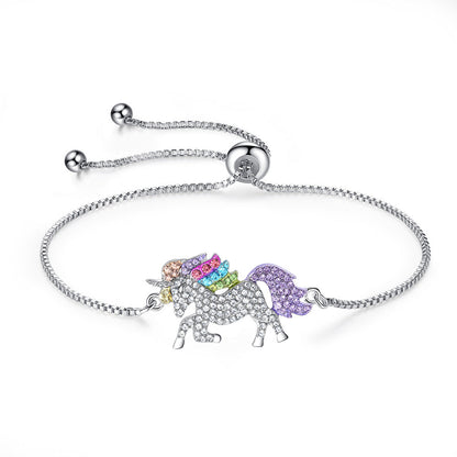 Multi-Colored Crystal Unicorn Adjustable Bracelet - RUN THE STREETS COLLABORATIVE