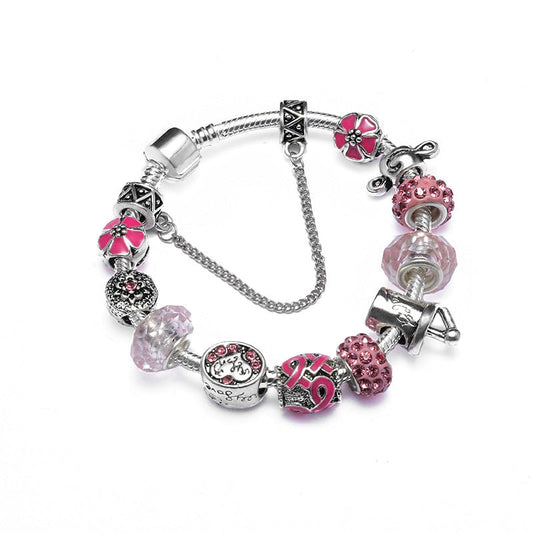 Pink Muranno Charm Bracelet With crystals from Swarovski - RUN THE STREETS COLLABORATIVE