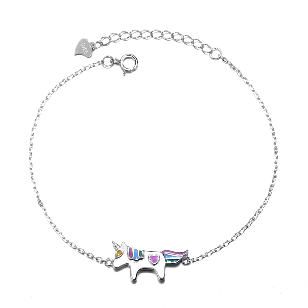 Sterling Silver Unicorn Charm Bracelet with Swarovski Crystal - RUN THE STREETS COLLABORATIVE