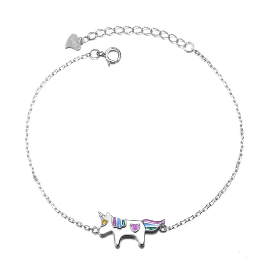 Sterling Silver Unicorn Charm Bracelet with Swarovski Crystal - RUN THE STREETS COLLABORATIVE