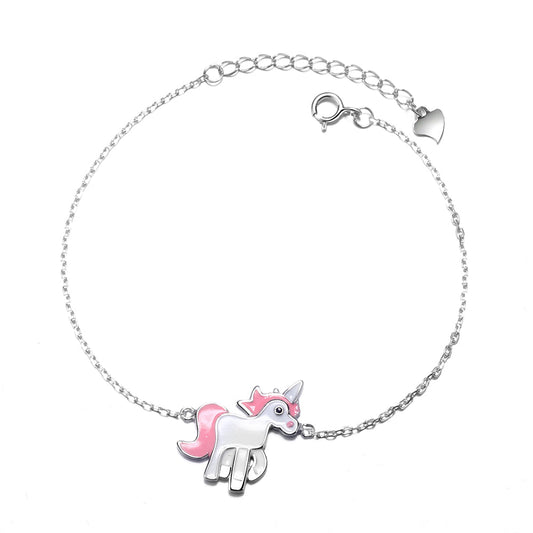 Sterling Silver and Pink Unicorn Bracelet - RUN THE STREETS COLLABORATIVE