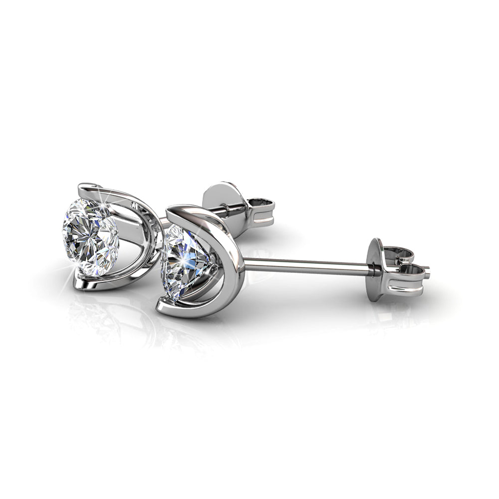 Swarovski Crystal Floating Halo Stud Earring in 18K White Gold - RUN THE STREETS COLLABORATIVE