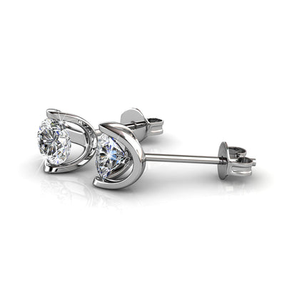 Swarovski Crystal Floating Halo Stud Earring in 18K White Gold - RUN THE STREETS COLLABORATIVE