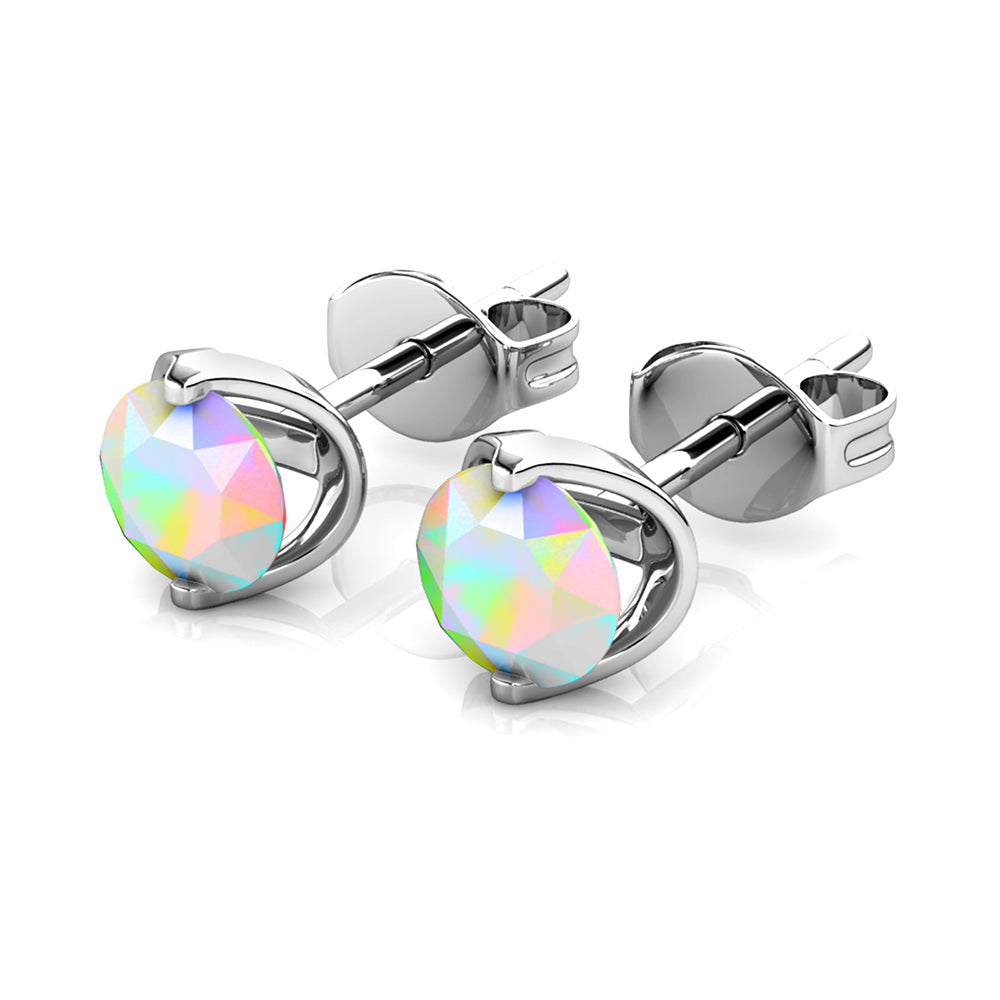 Swarovski Crystal Floating Halo Stud Earring in 18K White Gold - RUN THE STREETS COLLABORATIVE