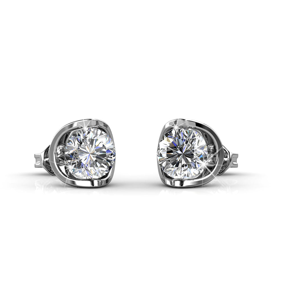 Swarovski Crystal Floating Halo Stud Earring in 18K White Gold - RUN THE STREETS COLLABORATIVE