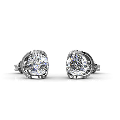 Swarovski Crystal Floating Halo Stud Earring in 18K White Gold - RUN THE STREETS COLLABORATIVE