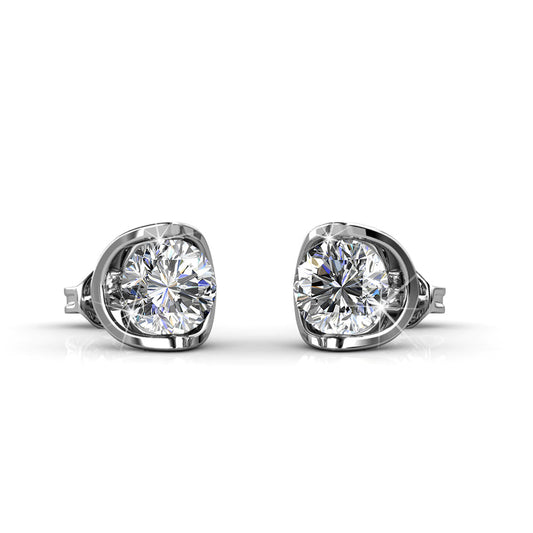 Swarovski Crystal Floating Halo Stud Earring in 18K White Gold - RUN THE STREETS COLLABORATIVE